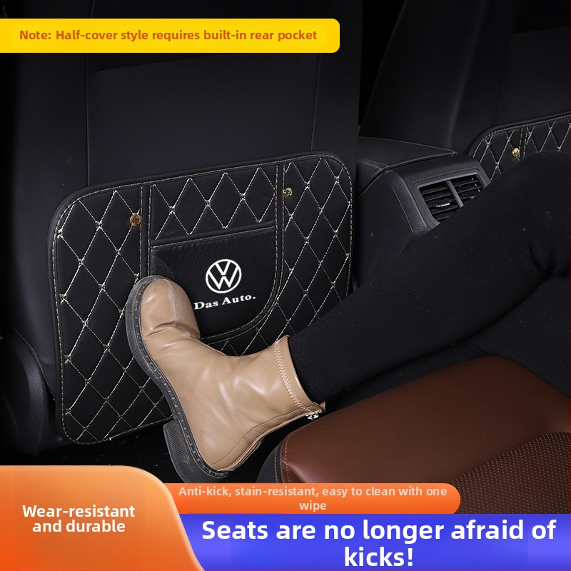 Δερμάτινο προστατευτικό πίσω από το κάθισμα αυτοκινήτου με μοτίβο λογότυπου μάρκας – καθολική προστασία για το πίσω κάθισμα, προστασία από βρωμιά και φθορά