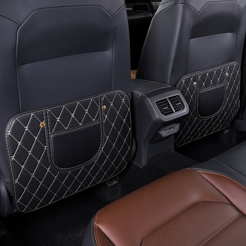 Δερμάτινο προστατευτικό πίσω από το κάθισμα αυτοκινήτου με μοτίβο λογότυπου μάρκας – καθολική προστασία για το πίσω κάθισμα, προστασία από βρωμιά και φθορά