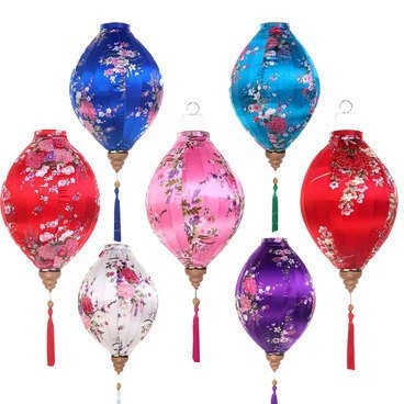 Āra lampions no zīda, antīks retro stils, neregulāra forma, izgaismojošs