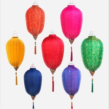 Āra lampions no zīda, antīks retro stils, neregulāra forma, izgaismojošs