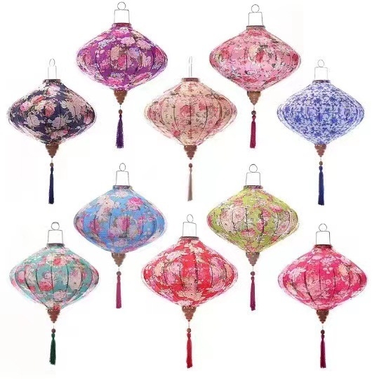 Āra lampions no zīda, antīks retro stils, neregulāra forma, izgaismojošs