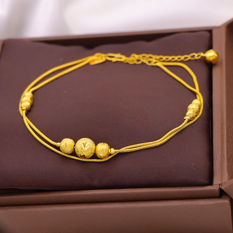 Potītes kaklarota korejiska stila ar ziedu piekariņu un veiksmes pērlēm, 999 pārklājums, pavasaris 2023, XP20230311-79