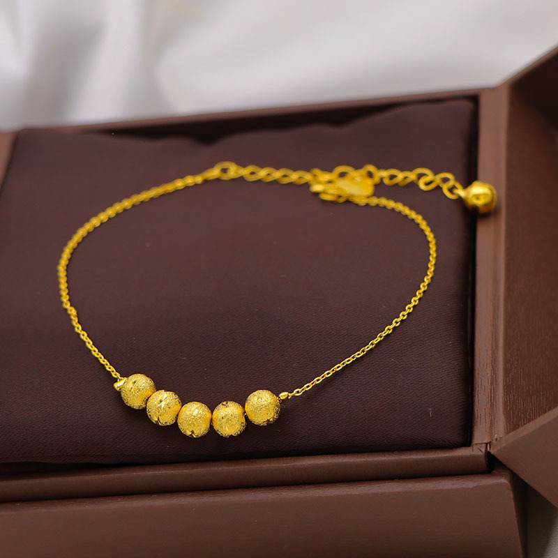 Potītes kaklarota korejiska stila ar ziedu piekariņu un veiksmes pērlēm, 999 pārklājums, pavasaris 2023, XP20230311-79