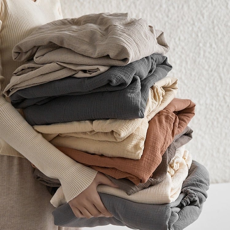 100% puuvillane voodipesu komplekt – jaapani stiil, lõngaga värvitud kangas, reaktiivne värvimine, 60s puuvillane kangas, sisaldab voodipesu, katet, elastset voodipesu ja padja katet