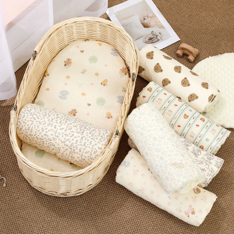 Бебешка мат за люлка, марля, мека и топла, противохлъзгаща се, персонализируема, подходяща за възраст 1–2 години