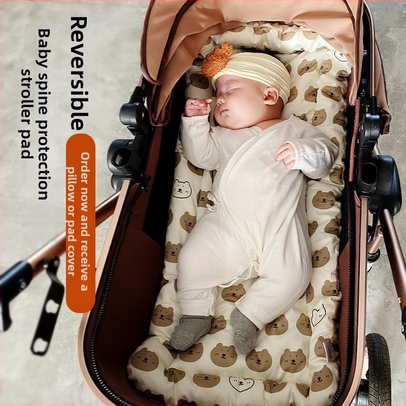 Пад за детска количка за бебета – удебелен мат за всички сезони, от едната страна памук, от другата велур, за деца до 12 месеца, възможна персонализирана обработка