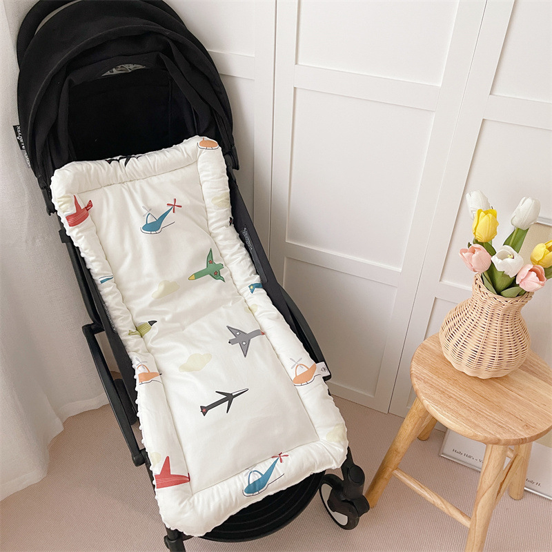 Пад за детска количка за бебета – удебелен мат за всички сезони, от едната страна памук, от другата велур, за деца до 12 месеца, възможна персонализирана обработка