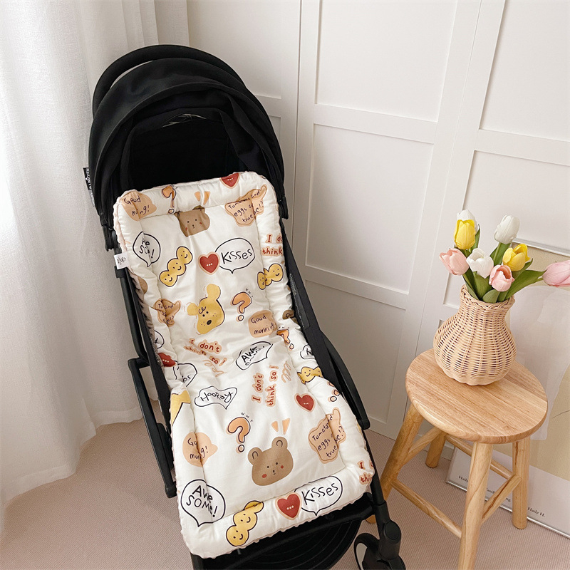 Пад за детска количка за бебета – удебелен мат за всички сезони, от едната страна памук, от другата велур, за деца до 12 месеца, възможна персонализирана обработка