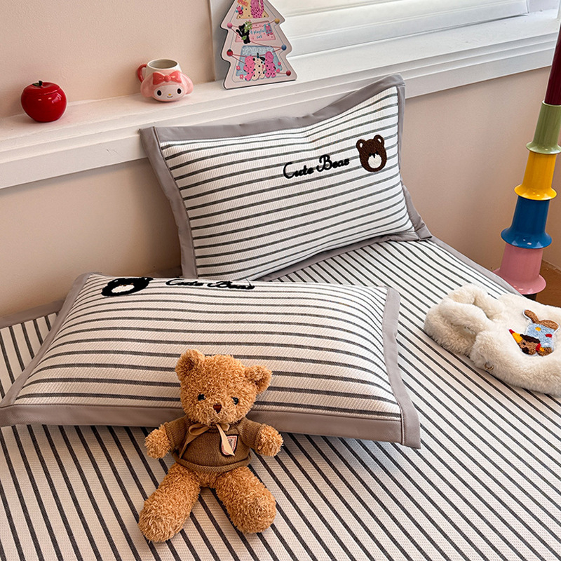 Set hlađajućih podnih matica od ice-silk s izvezenim medvjedom, za djecu, strojno pranje