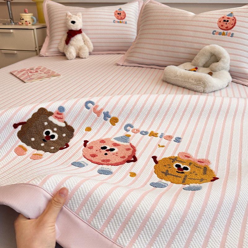 Set hlađajućih podnih matica od ice-silk s izvezenim medvjedom, za djecu, strojno pranje