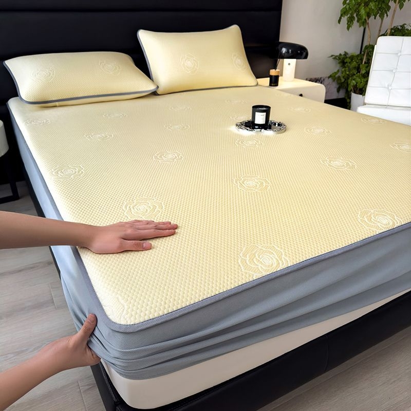 Kolm-osaline Ice Silk Mat ja elastne voodilinad — suvine jahe, viskoosi materjal, trükitud kangas, moodne hiina stiil