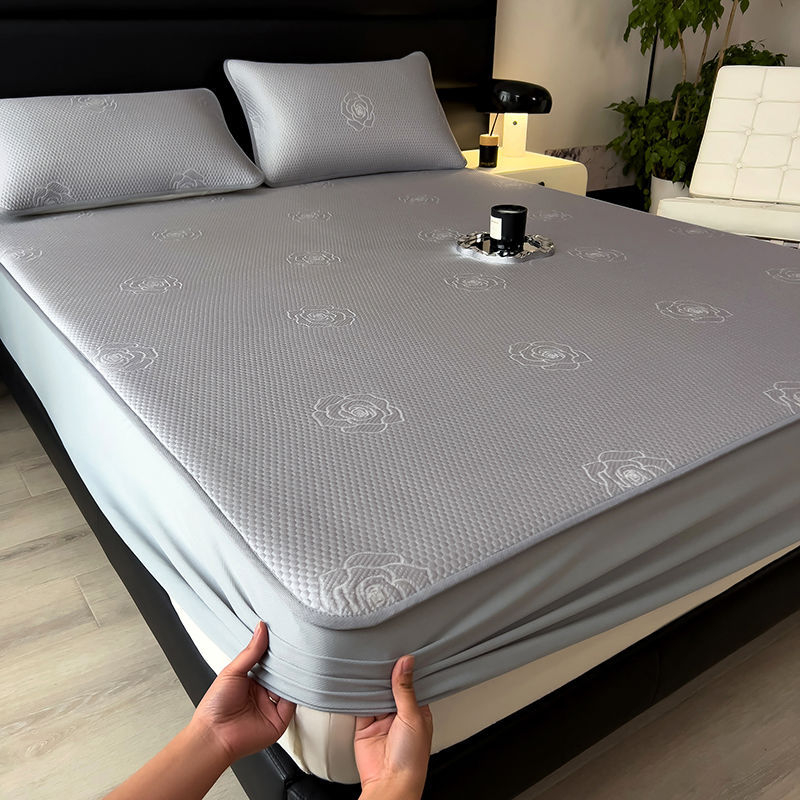 Kolm-osaline Ice Silk Mat ja elastne voodilinad — suvine jahe, viskoosi materjal, trükitud kangas, moodne hiina stiil