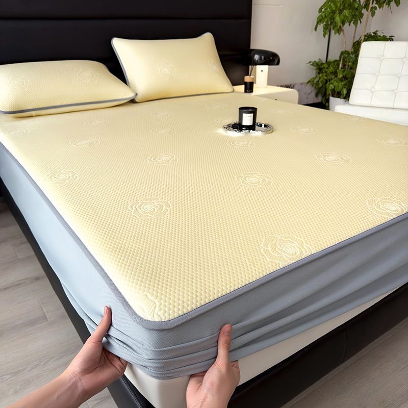 Kolm-osaline Ice Silk Mat ja elastne voodilinad — suvine jahe, viskoosi materjal, trükitud kangas, moodne hiina stiil