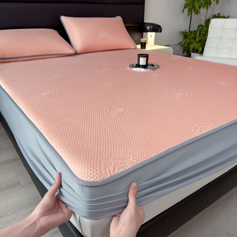 Kolm-osaline Ice Silk Mat ja elastne voodilinad — suvine jahe, viskoosi materjal, trükitud kangas, moodne hiina stiil