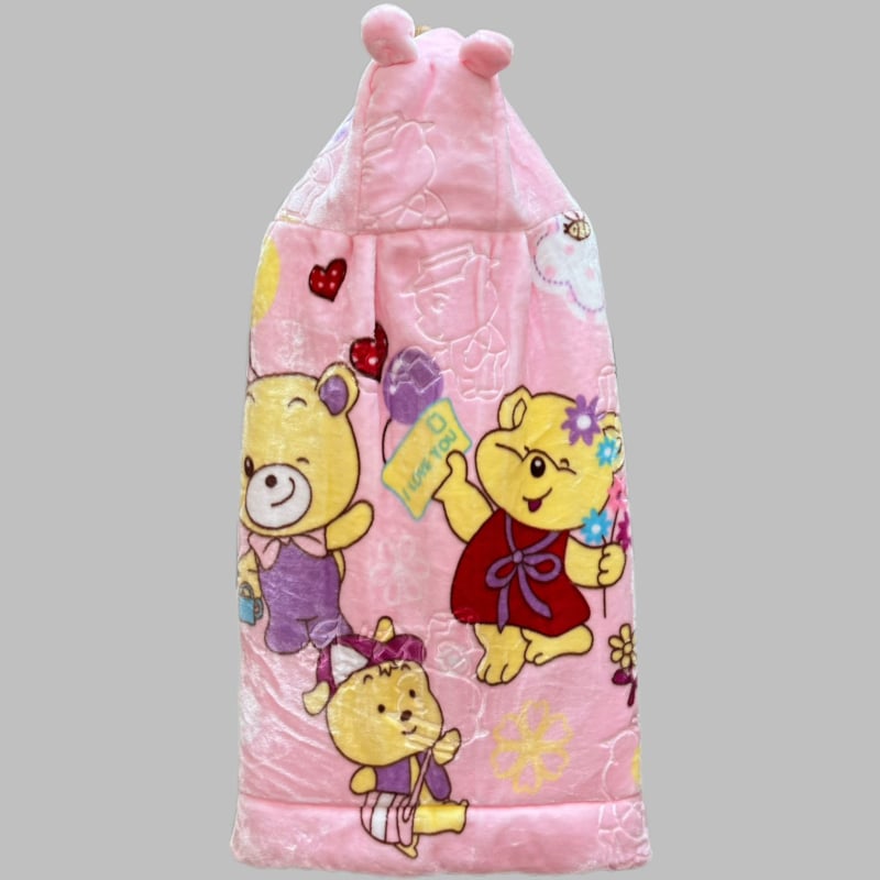 Kolm kihti kihiline beebi magamiskott kašmiiri täidisega ja kahekülgse veluurvoodriga, valmistatud 100% puuvillast