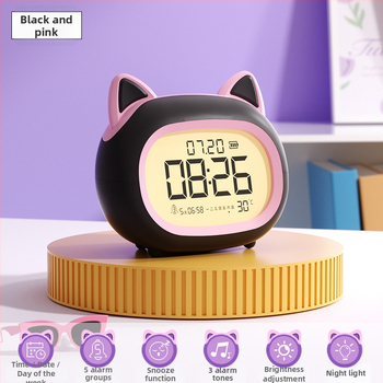 Laste äratuskell – mitmekülgne äratuskell lastele, nutikas meeldetuletus, öövalgus, lauakell, armas disain (Toide: Patarei; Veekindlus: Jah; Näidiku tüüp: Muu; Stiil: Armas)