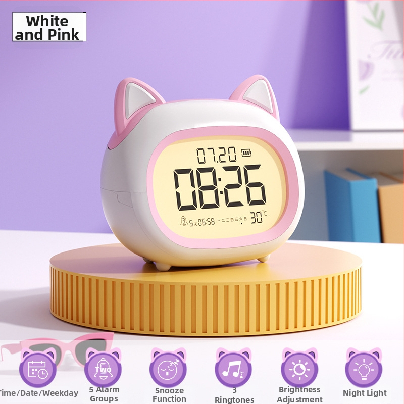 Laste äratuskell – mitmekülgne äratuskell lastele, nutikas meeldetuletus, öövalgus, lauakell, armas disain (Toide: Patarei; Veekindlus: Jah; Näidiku tüüp: Muu; Stiil: Armas)