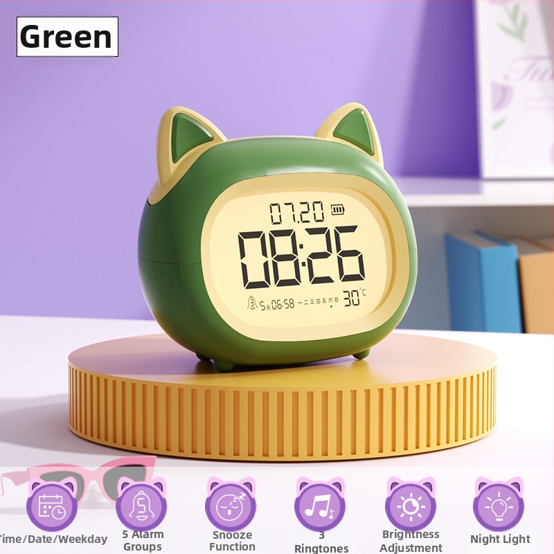 Laste äratuskell – mitmekülgne äratuskell lastele, nutikas meeldetuletus, öövalgus, lauakell, armas disain (Toide: Patarei; Veekindlus: Jah; Näidiku tüüp: Muu; Stiil: Armas)