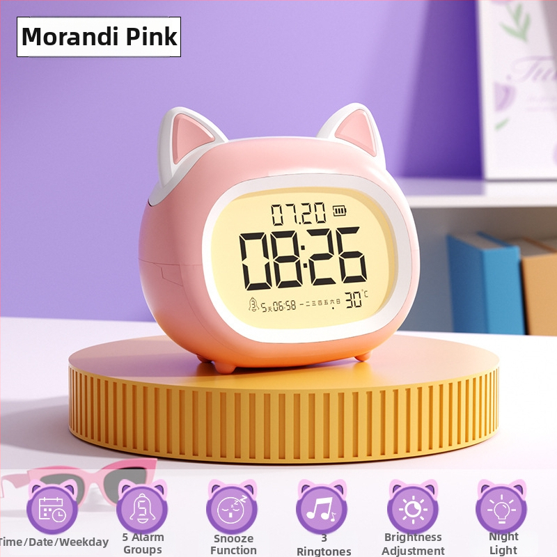 Laste äratuskell – mitmekülgne äratuskell lastele, nutikas meeldetuletus, öövalgus, lauakell, armas disain (Toide: Patarei; Veekindlus: Jah; Näidiku tüüp: Muu; Stiil: Armas)