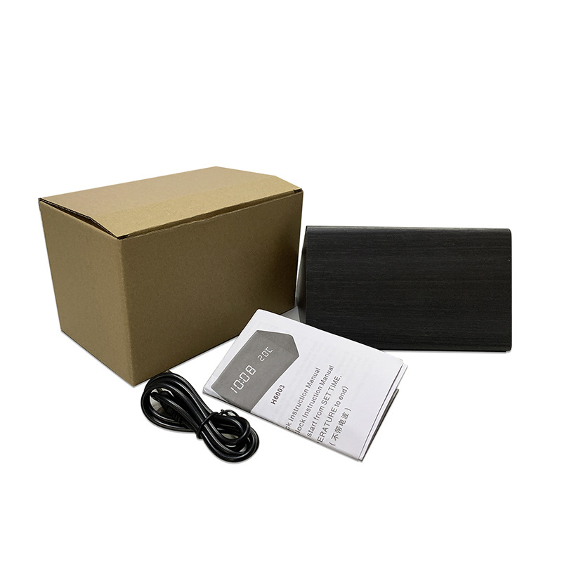 LED-digitaalne äratuskell häälejuhtimisega, kalendri 24-tunnise kuvaga, termomeeter ja öine taustvalgustus