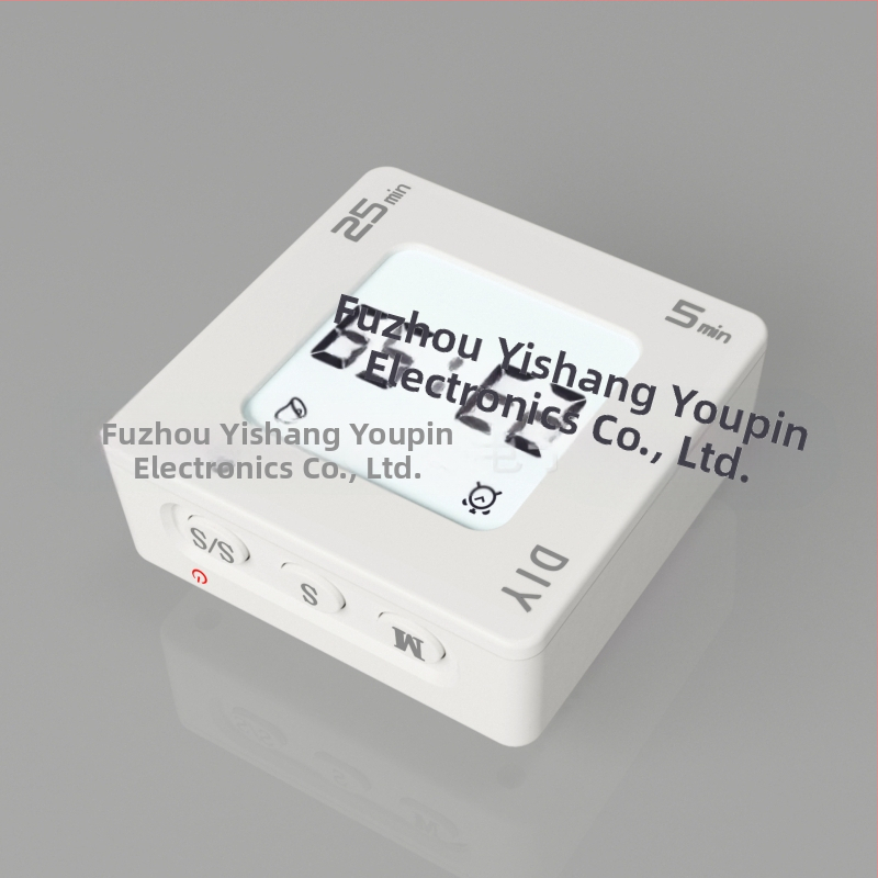 DIY kohandatav flip-taimer — kvartsliikumine, LCD-ekraan, ruudukujuline korpus, alarm ja helendav funktsioon