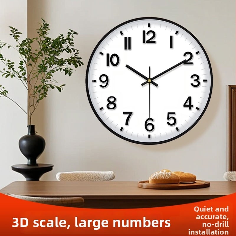 Kvarts seinakell – akutoitega, vaikne töö, numbriline kuvamine, metallist näidik, elutuppa