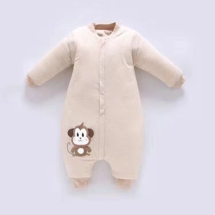 Laste karikatuuridega magamiskott-pijama, eemaldatavate varrukatega, 100% puuvill, paks sügisel-talvel, eraldi jalgadega, ühes tükis