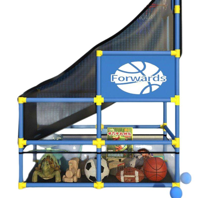 Παιδικό στηριγμα μπάσκετ με μηχανή προπόνησης σουτ, κατάλληλη για εξωτερικούς και εσωτερικούς χώρους, ρυθμιζόμενο ύψος, περιλαμβάνει στεφάνι, δίχτυ και πίνακα πίσω
