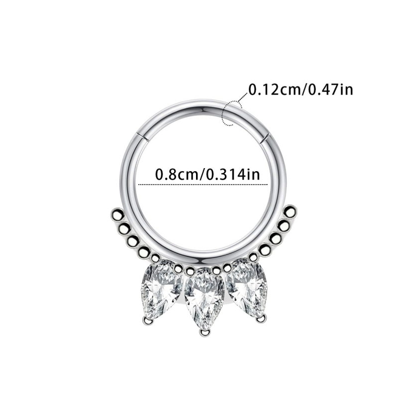 Nose ring od nehrđajućeg čelika u cvjetnom obliku s ugrađenim kubičnim cirkonijem, 18K pozlata