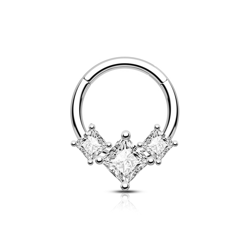 Nose ring od nehrđajućeg čelika u cvjetnom obliku s ugrađenim kubičnim cirkonijem, 18K pozlata