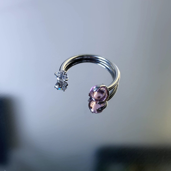 Piercing nakit od titanijskog legura F136 – U-oblik, s tri kandže okruglih cirkon kristala za piercing na usnama, nosu ili uhu