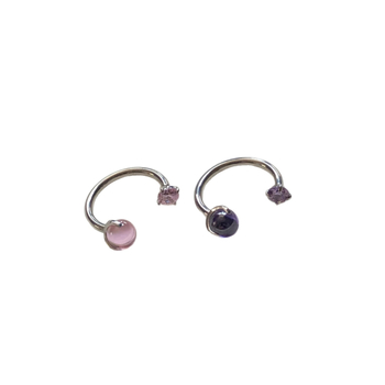 Piercing nakit od titanijskog legura F136 – U-oblik, s tri kandže okruglih cirkon kristala za piercing na usnama, nosu ili uhu