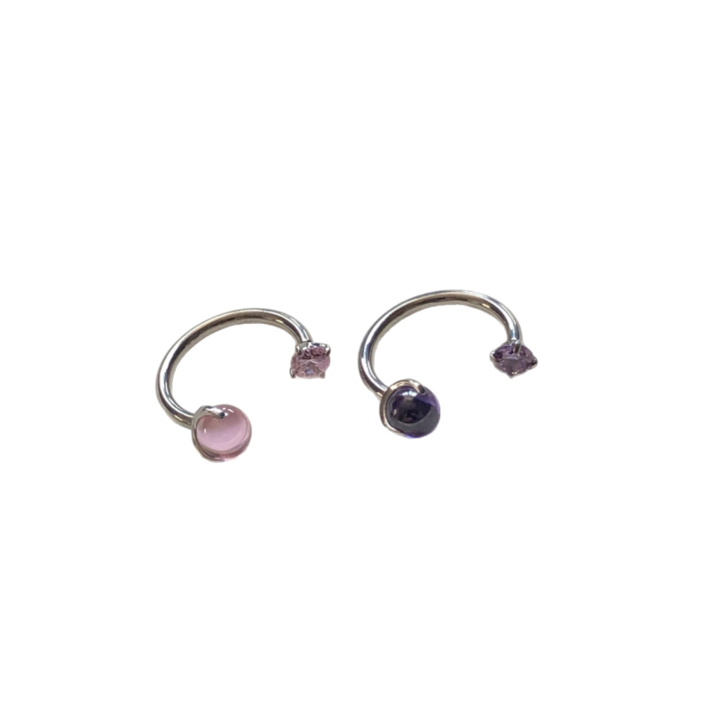 Piercing nakit od titanijskog legura F136 – U-oblik, s tri kandže okruglih cirkon kristala za piercing na usnama, nosu ili uhu