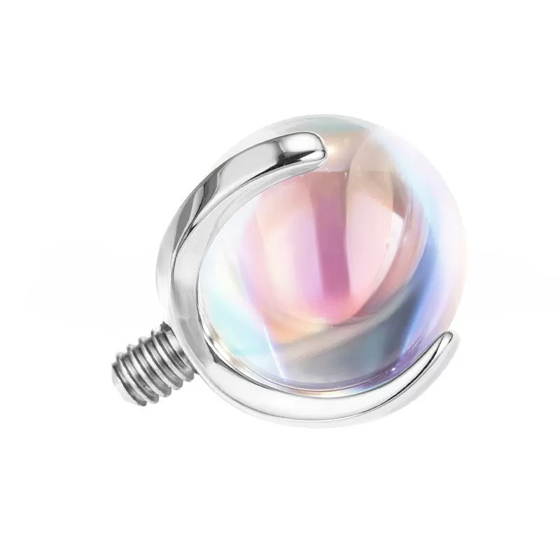 Piercing nakit od titanijskog legura F136 – U-oblik, s tri kandže okruglih cirkon kristala za piercing na usnama, nosu ili uhu