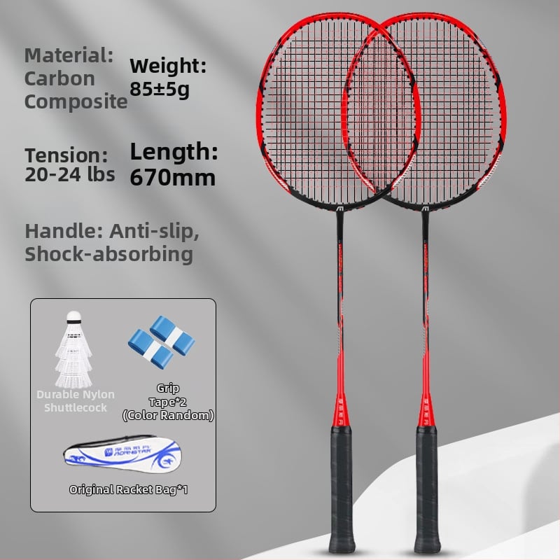 Badminton set raketa (2 rakete), lagani okvir od aluminijskog legura, težina 95–100 g, direktan udarac, za početnike i juniore