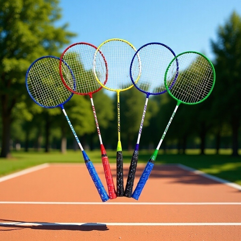 Raketa za badminton za početnike, lagana konstrukcija od željeznog legura, podijeljeni dizajn, težina 90–94 g, drška G5, najlon strune