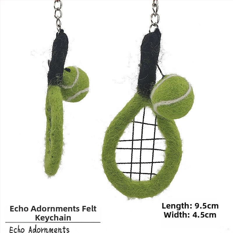 Atslēgu piekariņš no Nepāles vilnas filca – 3D futbols, basketbols un regbi, somas piekariņš no filca (Izcelsme Yiwu; roku darbs; vilna; vasara 2025)