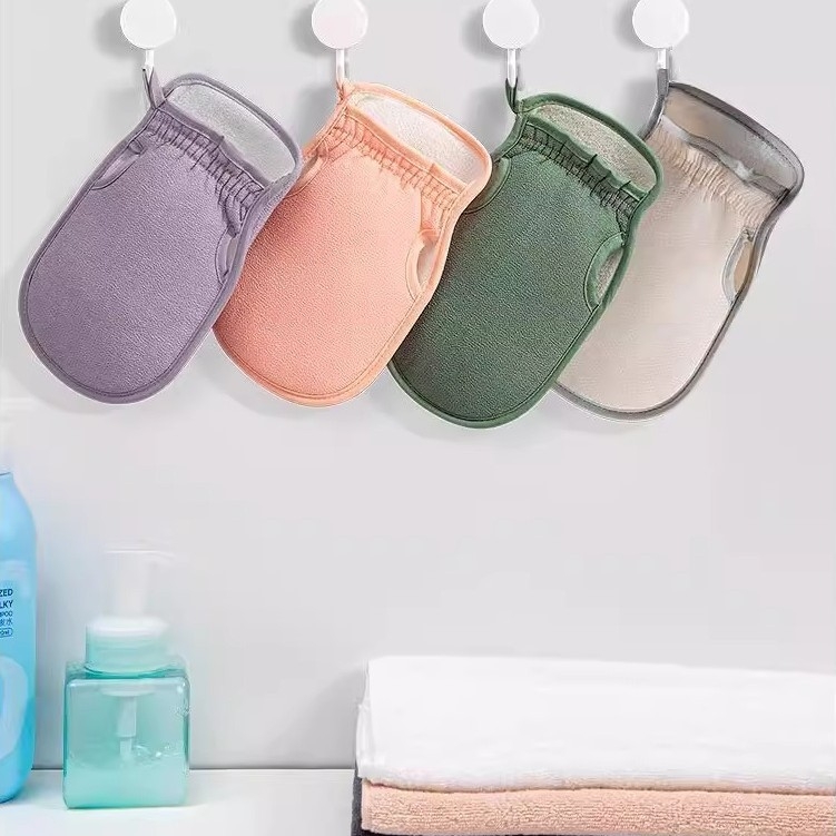 Ръкавици за баня за жени – ексфолиращи с груби частици, дишащи, удебелени, полиестерни влакна