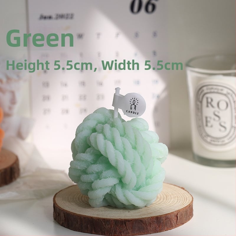 Ароматна свещ, Yarn Ball спирална форма, ръчно излята, соево-бленд восък, марка Yufei