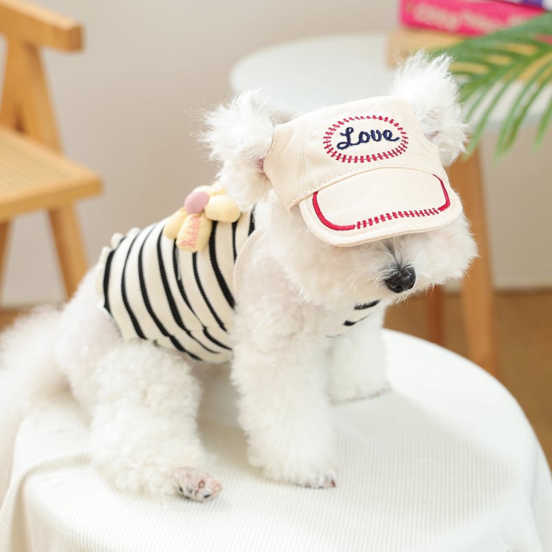 Shuangxiang poliesterio beisbolo skrybelė šunims ir katėms, saulės apsauga, raidžių raštas, siuvinėjimas, plokščias mezginys