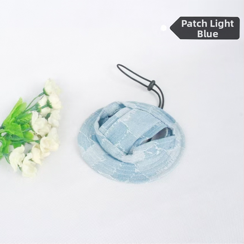 Saulės skrybėlė naminiams gyvūnėliams su ausų skylėmis — žvejo stilius, medvilnė, reljefas, pavasaris, laisvas