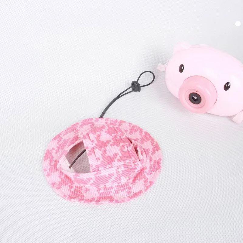 Saulės skrybėlė naminiams gyvūnėliams su ausų skylėmis — žvejo stilius, medvilnė, reljefas, pavasaris, laisvas