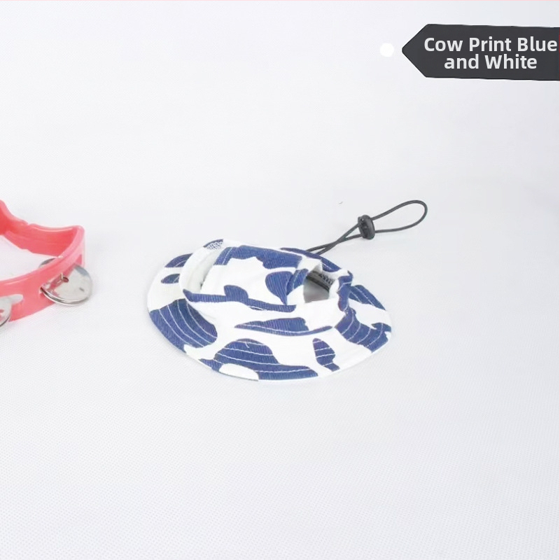 Saulės skrybėlė naminiams gyvūnėliams su ausų skylėmis — žvejo stilius, medvilnė, reljefas, pavasaris, laisvas