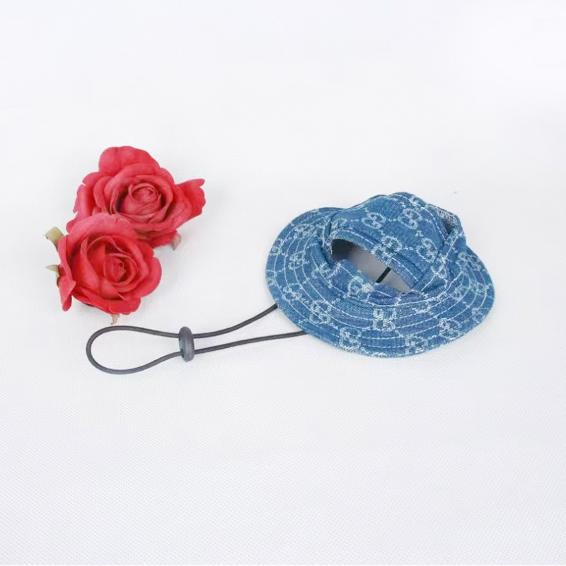 Saulės skrybėlė naminiams gyvūnėliams su ausų skylėmis — žvejo stilius, medvilnė, reljefas, pavasaris, laisvas