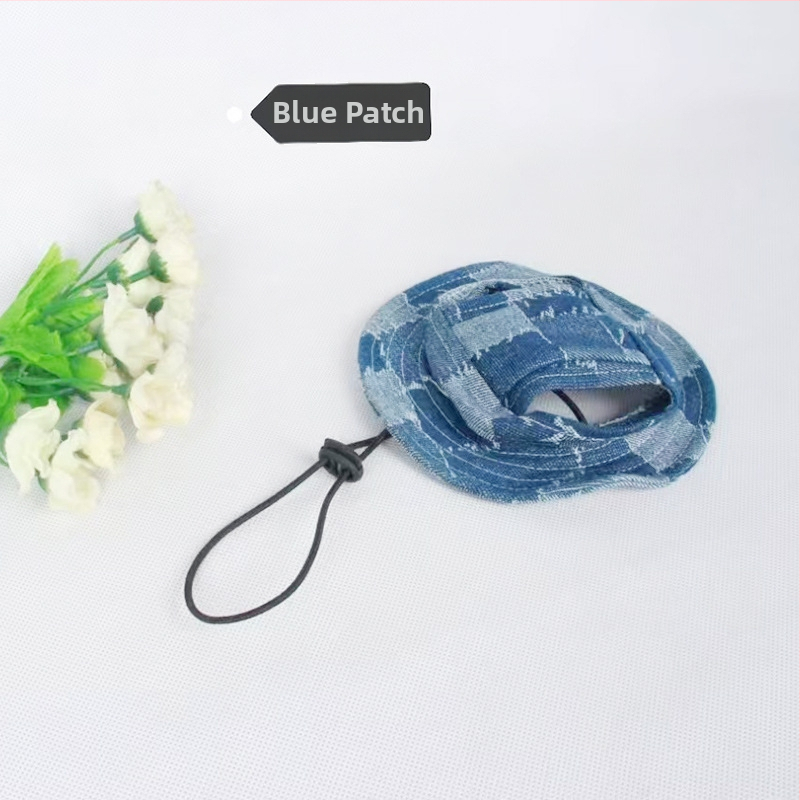 Saulės skrybėlė naminiams gyvūnėliams su ausų skylėmis — žvejo stilius, medvilnė, reljefas, pavasaris, laisvas