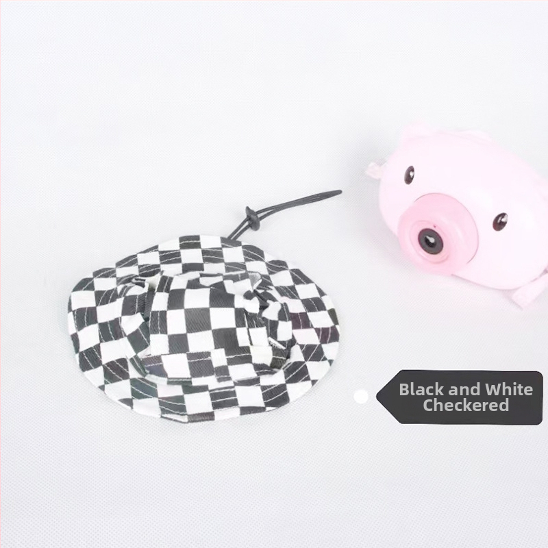 Saulės skrybėlė naminiams gyvūnėliams su ausų skylėmis — žvejo stilius, medvilnė, reljefas, pavasaris, laisvas