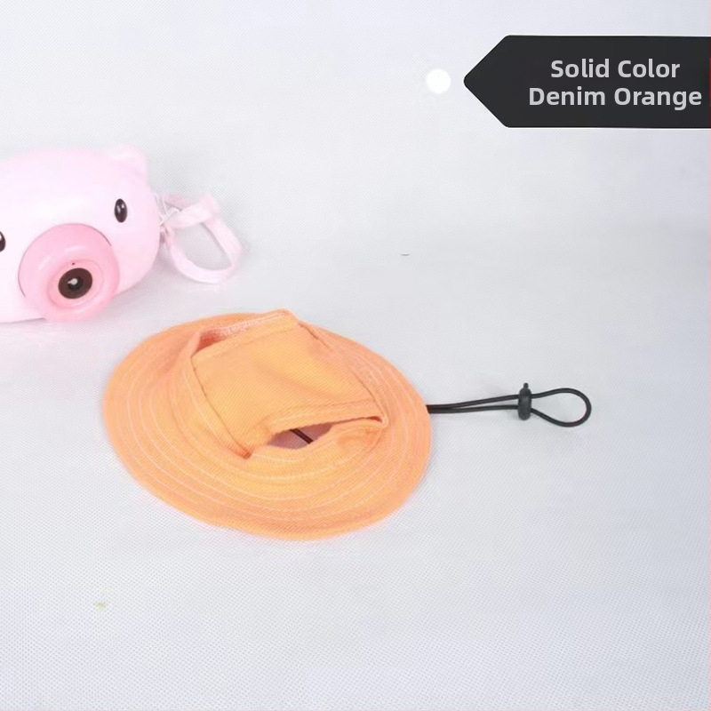 Saulės skrybėlė naminiams gyvūnėliams su ausų skylėmis — žvejo stilius, medvilnė, reljefas, pavasaris, laisvas