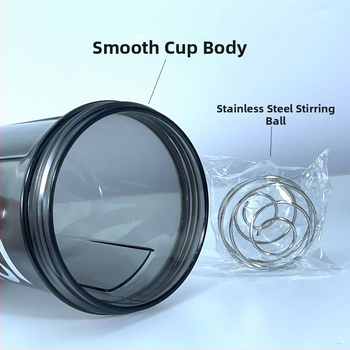 PC medžiagos kratymo puodelis, cilindrinis, vieno sluoksnio, su maišymo kamuoliuku ir spausdintu logotipu