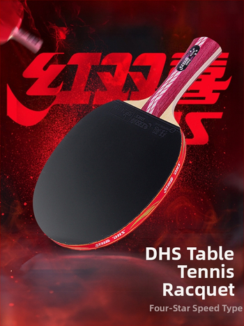lauatennise raket DHS Red Double Happiness, 6-täheline R-tüüp, universaalne professionaalne, reverse glue kumm, Basswood plaat, sirge löök.