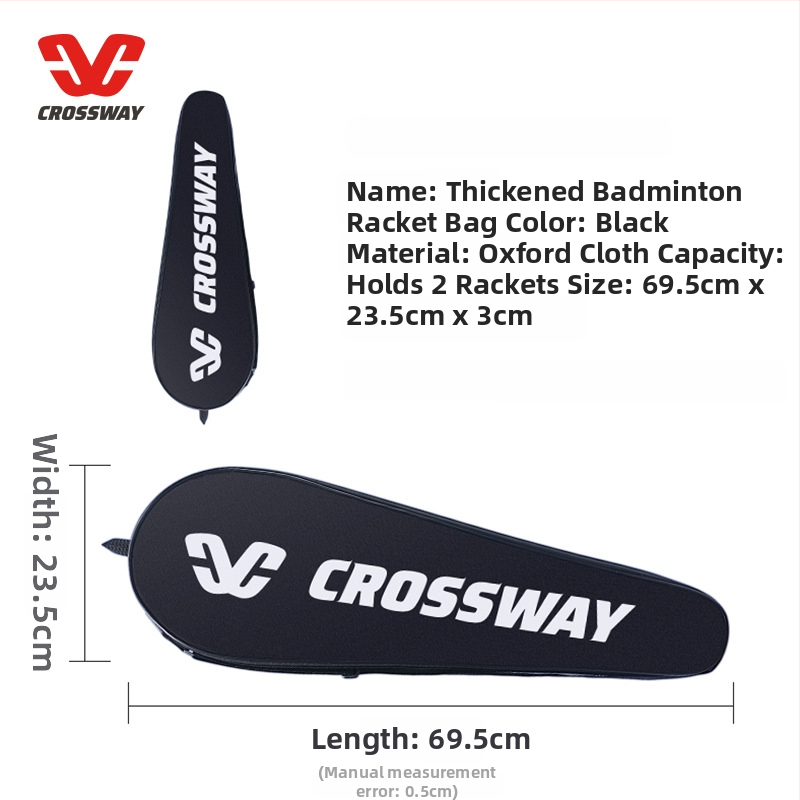 Clothway badminton soma 2 raketēm, ar vienu plecu siksnu, ūdensnecaurlaidīga un putekļu izturīga, Oxford audums